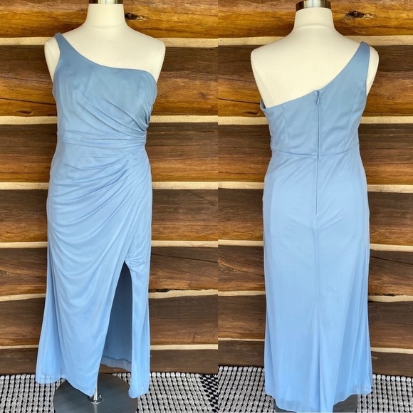 AZAZIE One Shoulder formal full length dress in Dusty Blue Womens size XL (C) - Picture 11 of 11